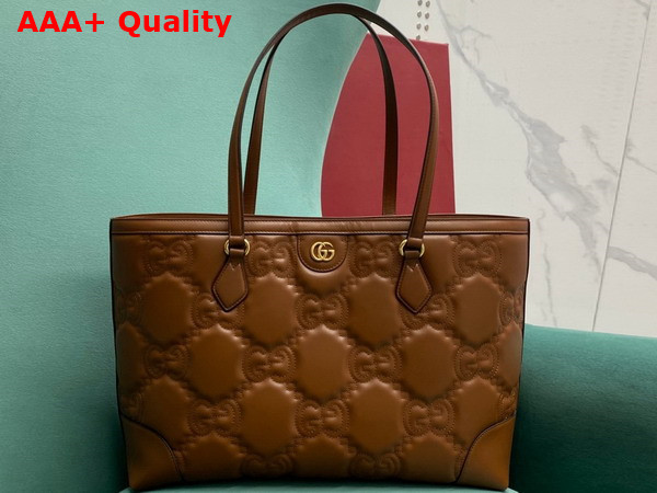 Gucci GG Matelasse Leather Medium Tote in Light Brown 631685 Replica