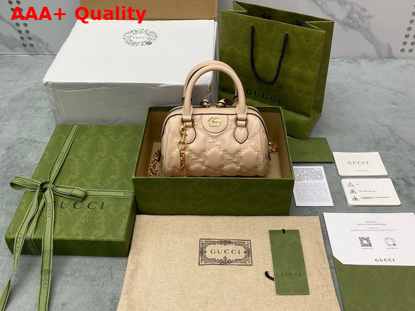 Gucci GG Matelasse Leather Top Handle Bag in Beige Leather 702251 Replica