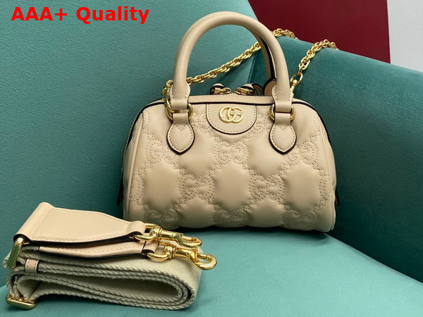 Gucci GG Matelasse Leather Top Handle Bag in Beige Leather 702251 Replica