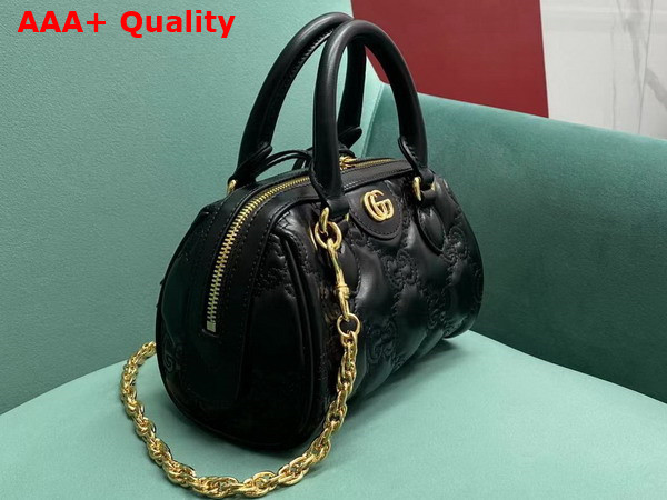 Gucci GG Matelasse Leather Top Handle Bag in Black Leather 702251 Replica