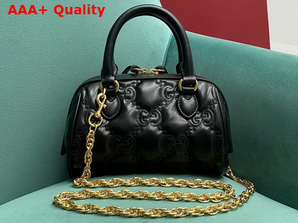 Gucci GG Matelasse Leather Top Handle Bag in Black Leather 702251 Replica