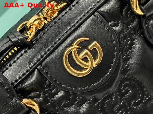 Gucci GG Matelasse Leather Top Handle Bag in Black Leather 702251 Replica