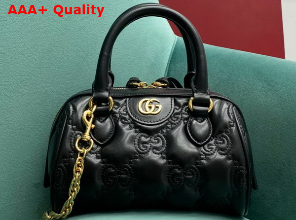 Gucci GG Matelasse Leather Top Handle Bag in Black Leather 702251 Replica