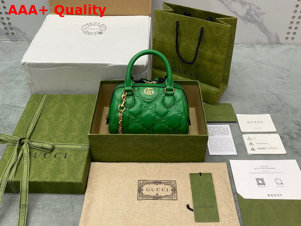 Gucci GG Matelasse Leather Top Handle Bag in Bright Green Leather 702251 Replica