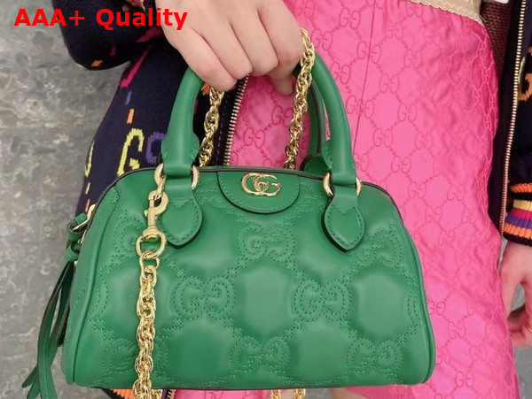 Gucci GG Matelasse Leather Top Handle Bag in Bright Green Leather 702251 Replica