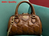 Gucci GG Matelasse Leather Top Handle Bag in Brown Leather 702251 Replica