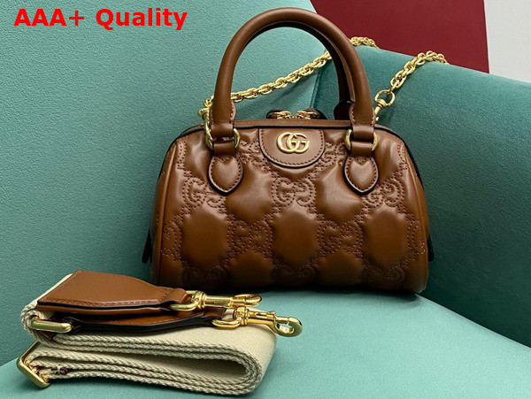 Gucci GG Matelasse Leather Top Handle Bag in Brown Leather 702251 Replica