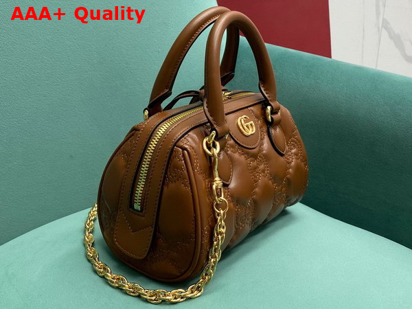 Gucci GG Matelasse Leather Top Handle Bag in Brown Leather 702251 Replica