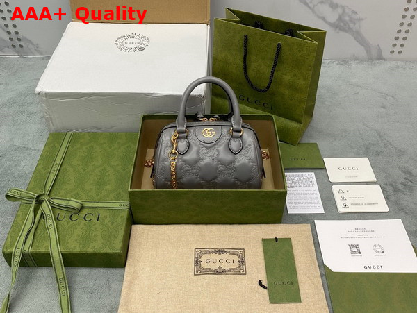 Gucci GG Matelasse Leather Top Handle Bag in Dusty Grey Leather 702251 Replica