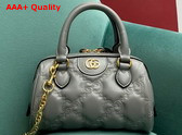 Gucci GG Matelasse Leather Top Handle Bag in Dusty Grey Leather 702251 Replica