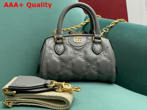 Gucci GG Matelasse Leather Top Handle Bag in Dusty Grey Leather 702251 Replica