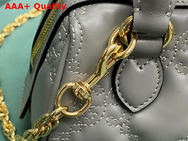 Gucci GG Matelasse Leather Top Handle Bag in Dusty Grey Leather 702251 Replica