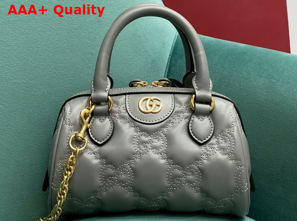 Gucci GG Matelasse Leather Top Handle Bag in Dusty Grey Leather 702251 Replica