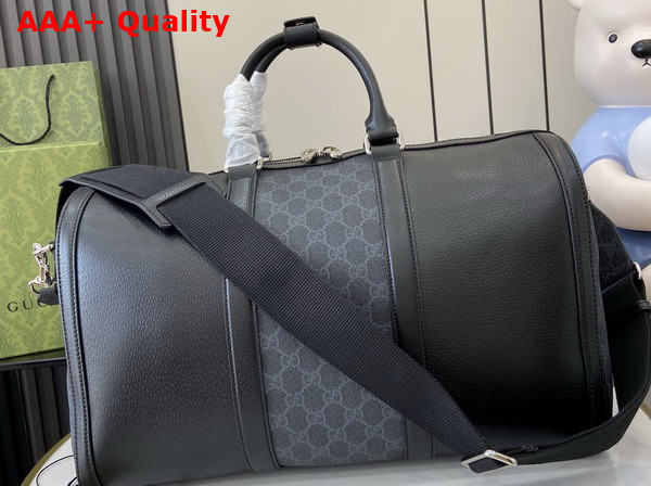 Gucci GG Medium Duffle Bag in Black GG Supreme Canvas with Black Leather Trim 795458 Replica