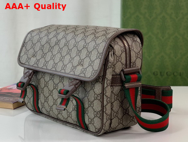 Gucci GG Messenger Bag in Beige and Ebony GG Supreme Canvas 760123 Replica