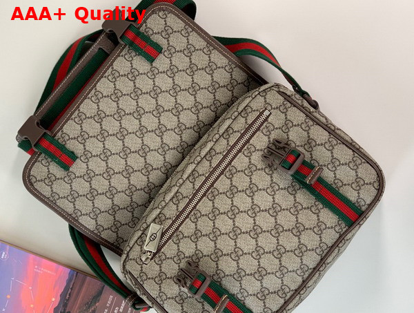 Gucci GG Messenger Bag in Beige and Ebony GG Supreme Canvas 760123 Replica