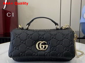 Gucci GG Milano Mini Top Handle Bag in Black GG Puffy Leather 806017 Replica