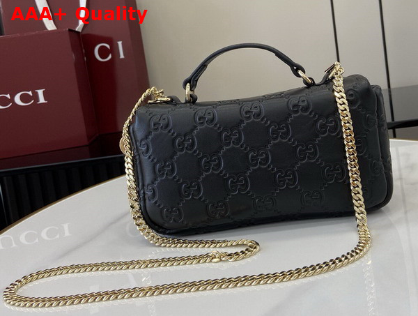 Gucci GG Milano Mini Top Handle Bag in Black GG Puffy Leather 806017 Replica