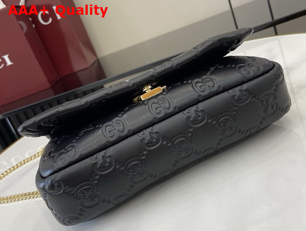 Gucci GG Milano Mini Top Handle Bag in Black GG Puffy Leather 806017 Replica