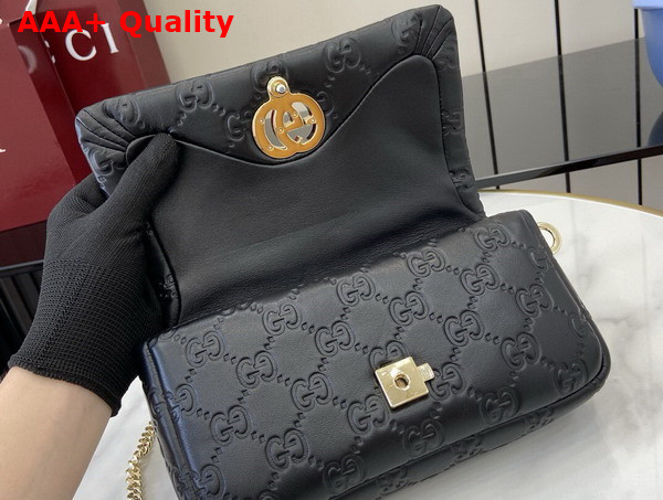 Gucci GG Milano Mini Top Handle Bag in Black GG Puffy Leather 806017 Replica