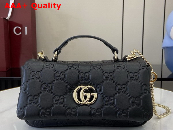 Gucci GG Milano Mini Top Handle Bag in Black GG Puffy Leather 806017 Replica