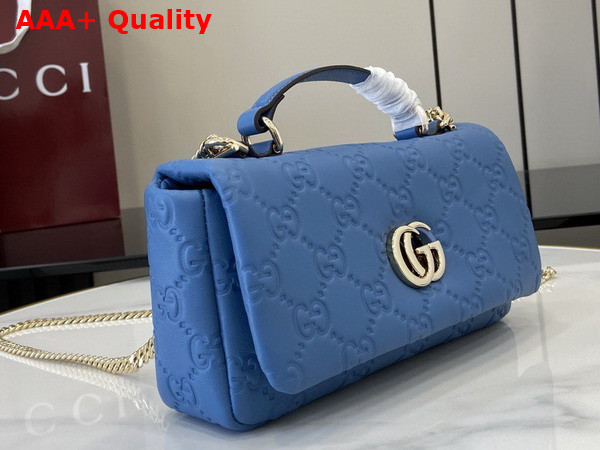 Gucci GG Milano Mini Top Handle Bag in Blue GG Puffy Leather 806017 Replica