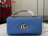 Gucci GG Milano Mini Top Handle Bag in Blue GG Puffy Leather 806017 Replica