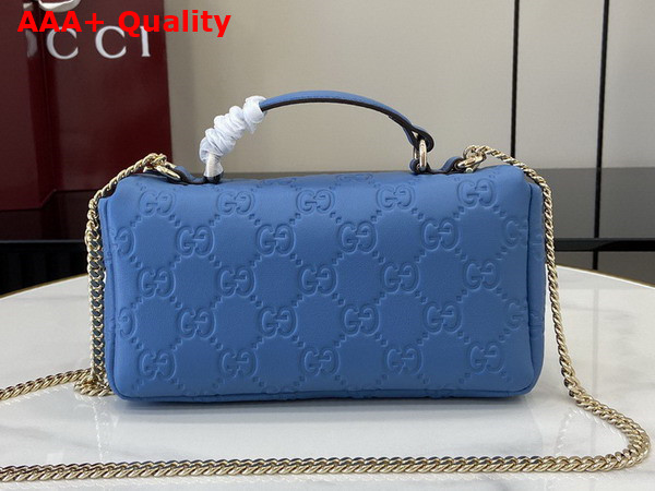 Gucci GG Milano Mini Top Handle Bag in Blue GG Puffy Leather 806017 Replica