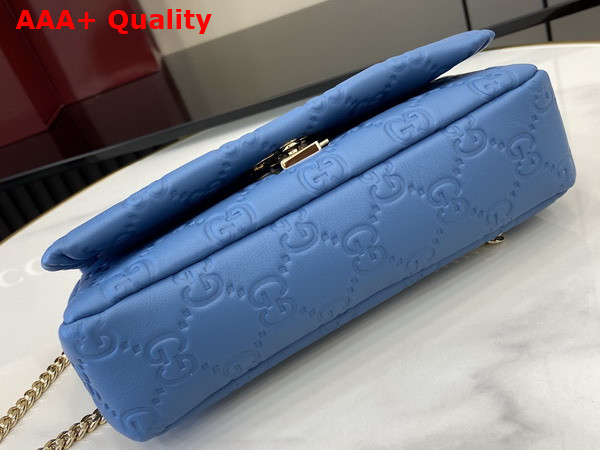 Gucci GG Milano Mini Top Handle Bag in Blue GG Puffy Leather 806017 Replica