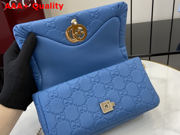 Gucci GG Milano Mini Top Handle Bag in Blue GG Puffy Leather 806017 Replica