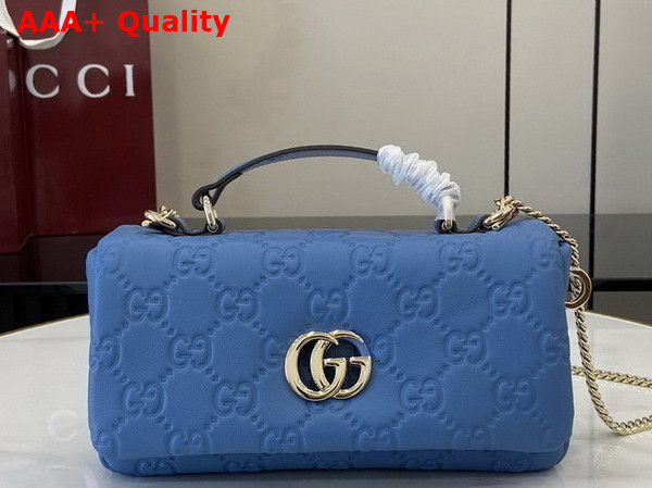 Gucci GG Milano Mini Top Handle Bag in Blue GG Puffy Leather 806017 Replica