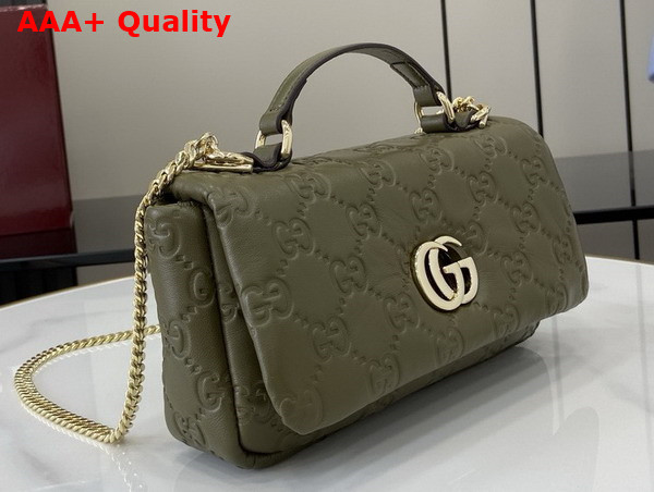 Gucci GG Milano Mini Top Handle Bag in Green GG Puffy Leather 806017 Replica