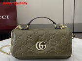 Gucci GG Milano Mini Top Handle Bag in Green GG Puffy Leather 806017 Replica