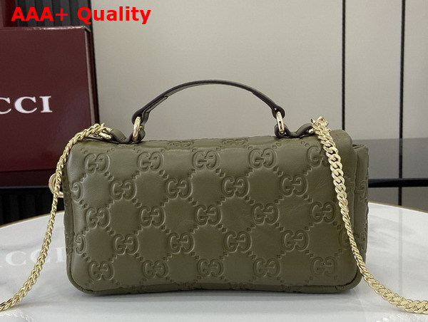 Gucci GG Milano Mini Top Handle Bag in Green GG Puffy Leather 806017 Replica