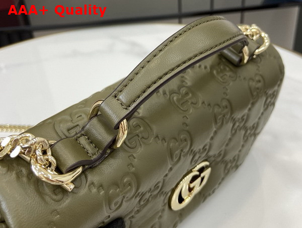 Gucci GG Milano Mini Top Handle Bag in Green GG Puffy Leather 806017 Replica