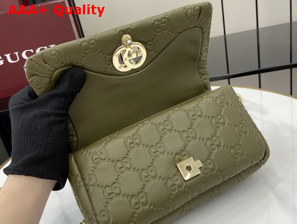 Gucci GG Milano Mini Top Handle Bag in Green GG Puffy Leather 806017 Replica