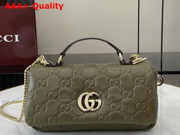 Gucci GG Milano Mini Top Handle Bag in Green GG Puffy Leather 806017 Replica