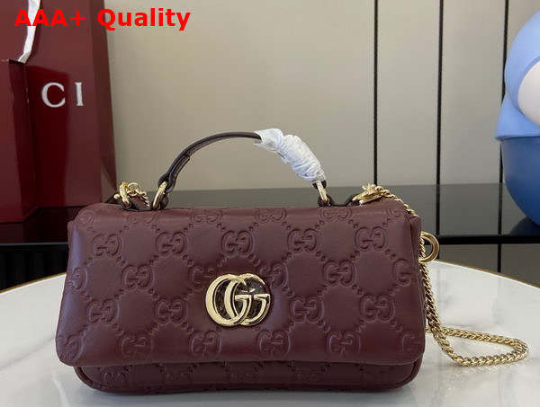 Gucci GG Milano Mini Top Handle Bag in Gucci Rosso Ancora Red GG Puffy Leather 806017 Replica