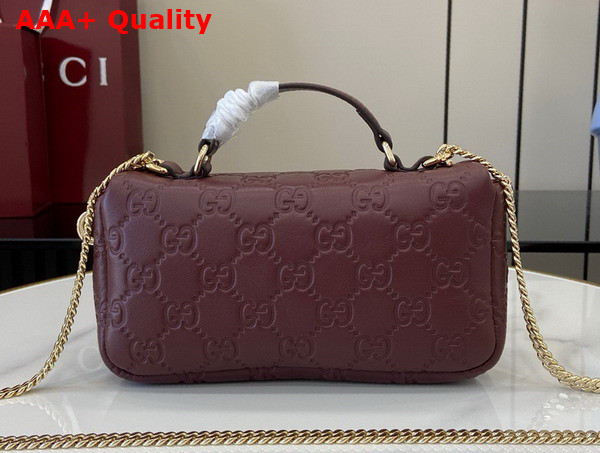 Gucci GG Milano Mini Top Handle Bag in Gucci Rosso Ancora Red GG Puffy Leather 806017 Replica