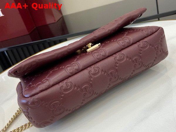 Gucci GG Milano Mini Top Handle Bag in Gucci Rosso Ancora Red GG Puffy Leather 806017 Replica