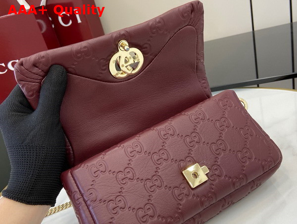 Gucci GG Milano Mini Top Handle Bag in Gucci Rosso Ancora Red GG Puffy Leather 806017 Replica