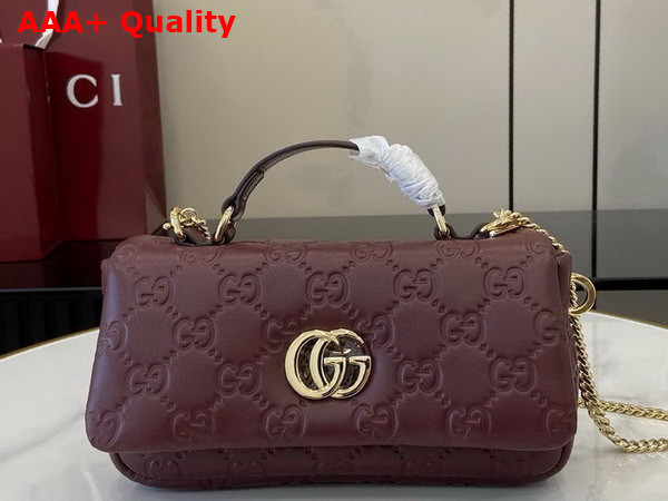 Gucci GG Milano Mini Top Handle Bag in Gucci Rosso Ancora Red GG Puffy Leather 806017 Replica