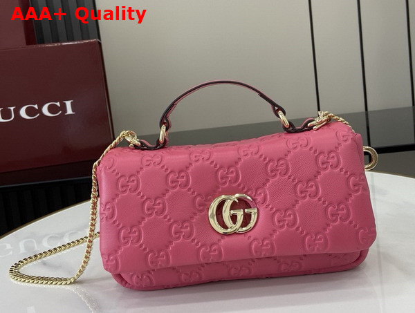 Gucci GG Milano Mini Top Handle Bag in Pink GG Puffy Leather 806017 Replica