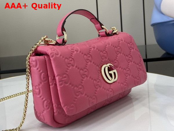 Gucci GG Milano Mini Top Handle Bag in Pink GG Puffy Leather 806017 Replica