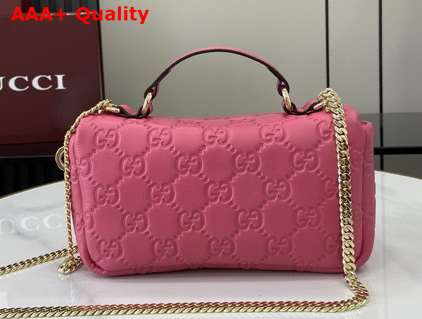 Gucci GG Milano Mini Top Handle Bag in Pink GG Puffy Leather 806017 Replica