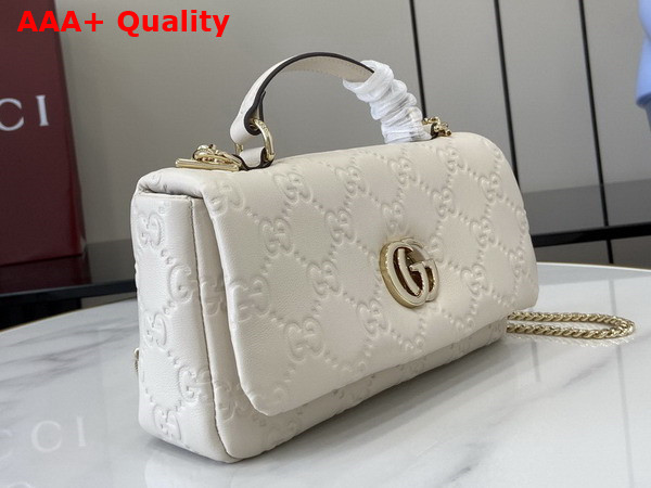 Gucci GG Milano Mini Top Handle Bag in White GG Puffy Leather 806017 Replica