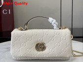 Gucci GG Milano Mini Top Handle Bag in White GG Puffy Leather 806017 Replica