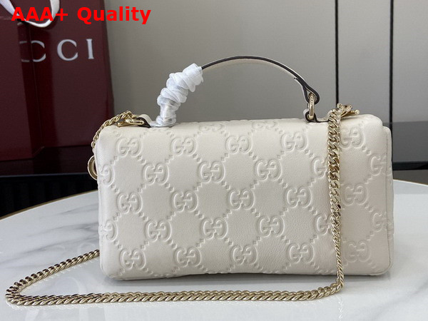 Gucci GG Milano Mini Top Handle Bag in White GG Puffy Leather 806017 Replica