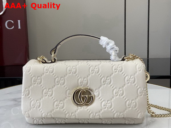 Gucci GG Milano Mini Top Handle Bag in White GG Puffy Leather 806017 Replica