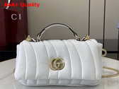 Gucci GG Milano Mini Top Handle Bag in White Puffer Quilted Leather 806017 Replica